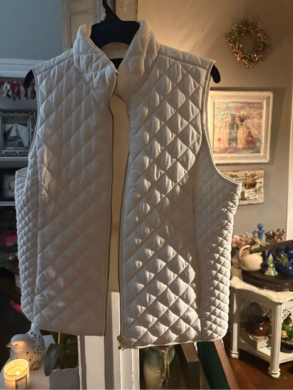 Quilted White Women's Vest Jacket